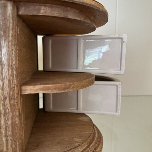 Apothecary Chest Latch Drawers Blue White Ceramic HEAVY Wood Bohemian Boho Decor - Picture 6 of 13